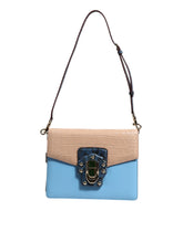 Dolce & Gabbana Blue Beige Exotic Leather LUCIA Crossbody Bag